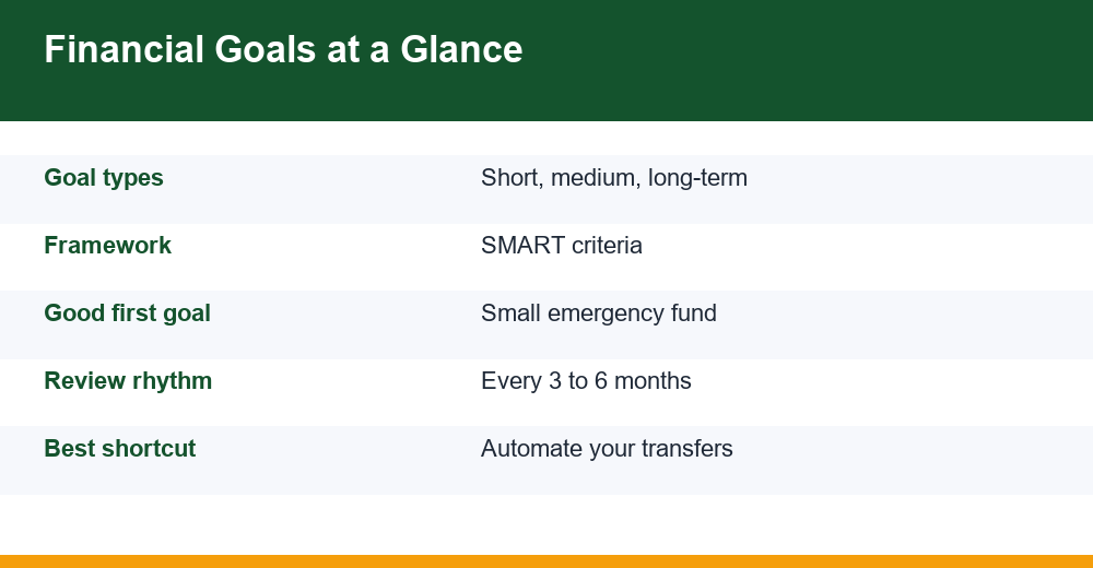 financial goals — infographie